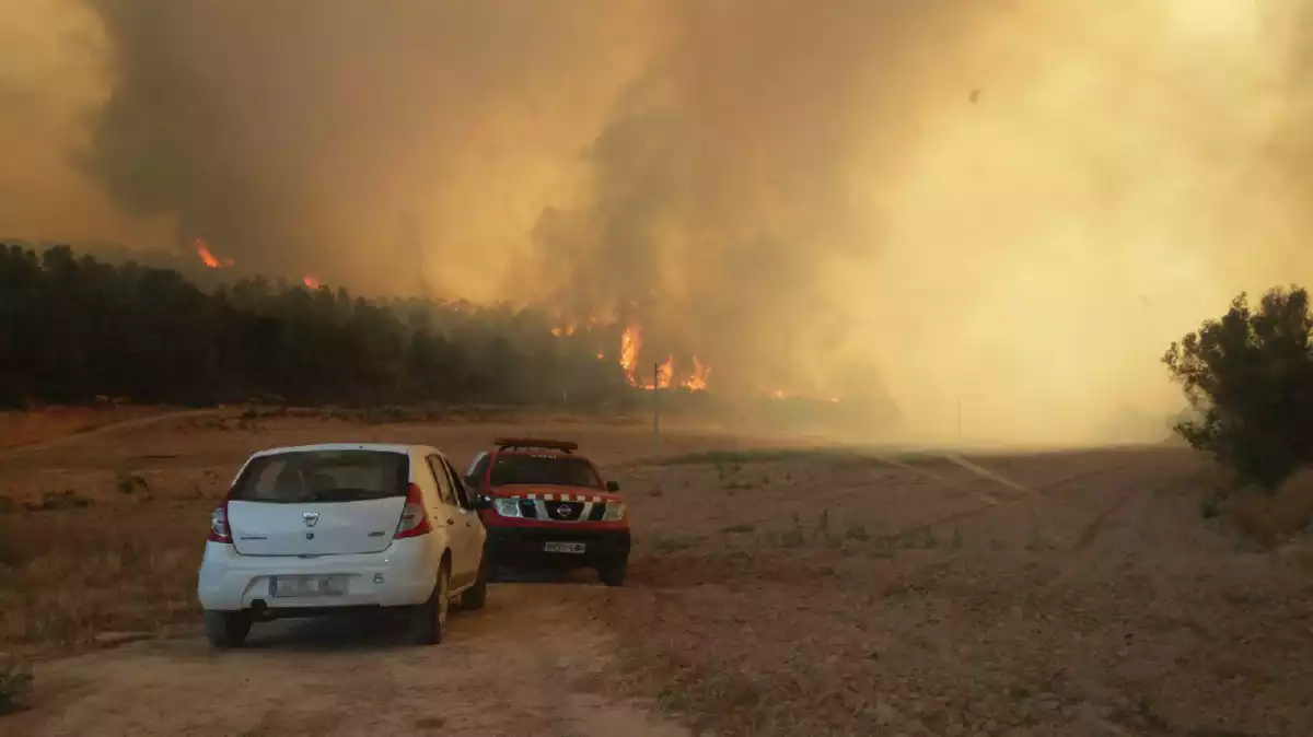 Imatge de l'incendi que està tenint lloc a la Ribera d'Ebre