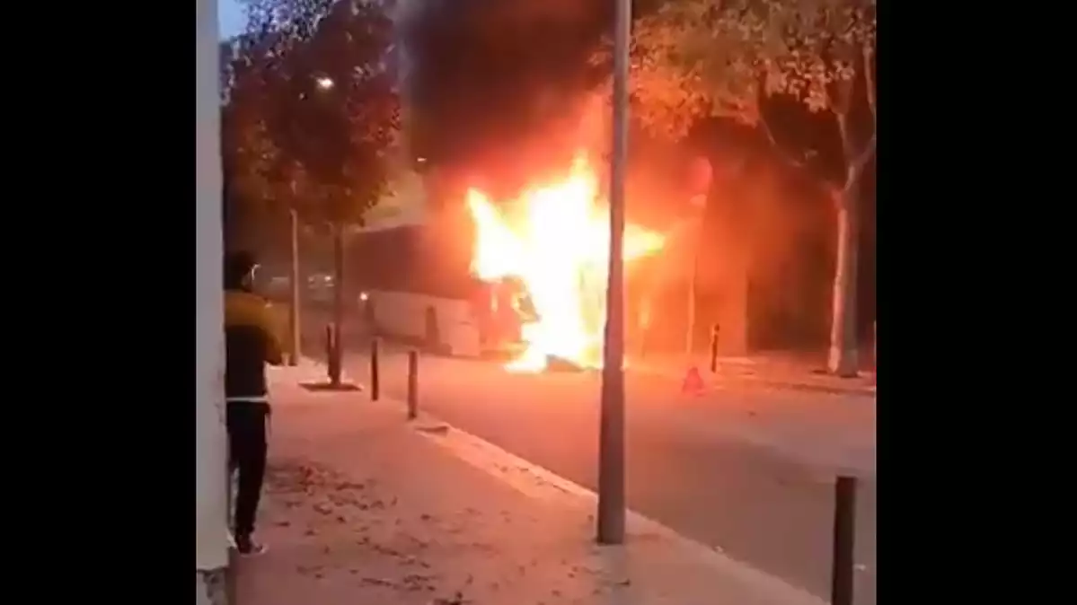 Incendi autobús centre Barcelona
