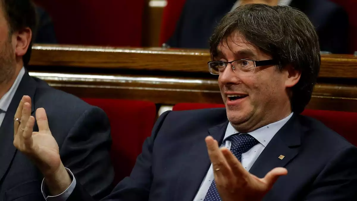 Carles Puigdemont durant un debat al Parlament el 29 de setembre de 2016