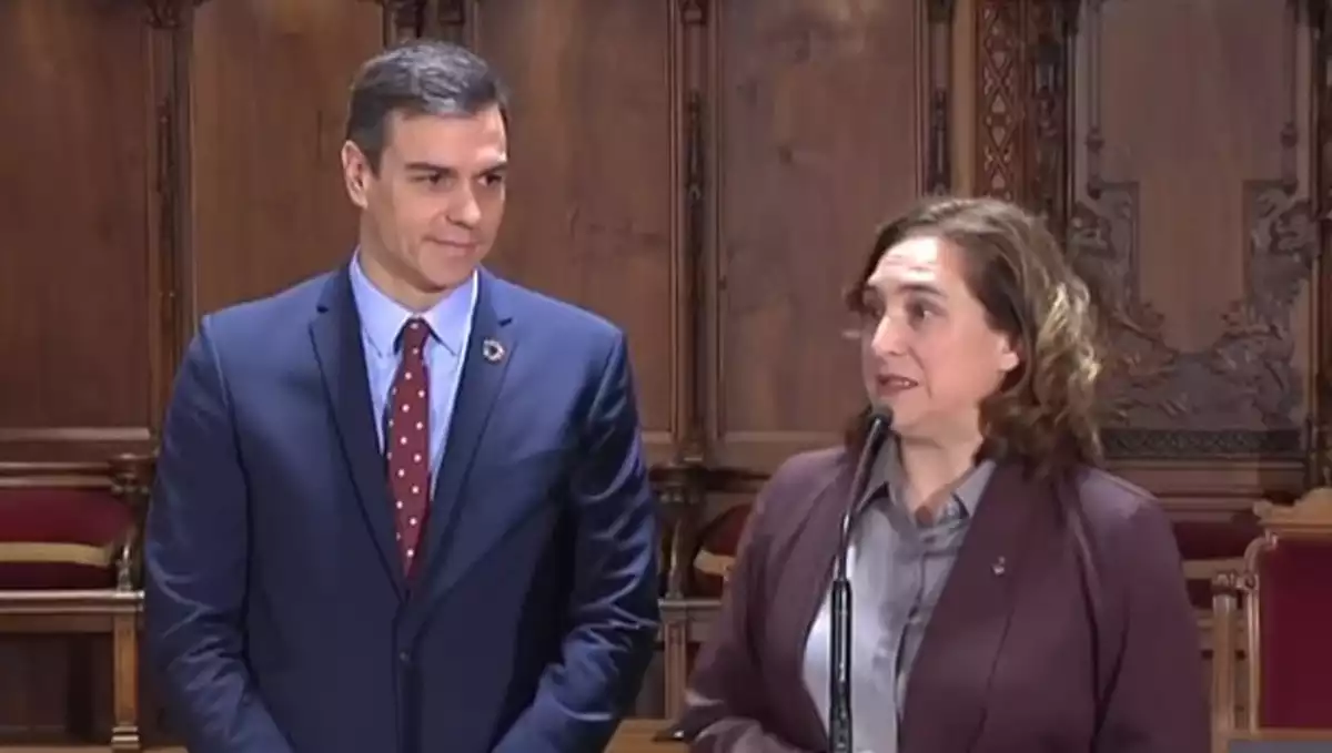 Ada Colau i Pedro Sánchez en la reunió del 7 de febrer a Barcelona