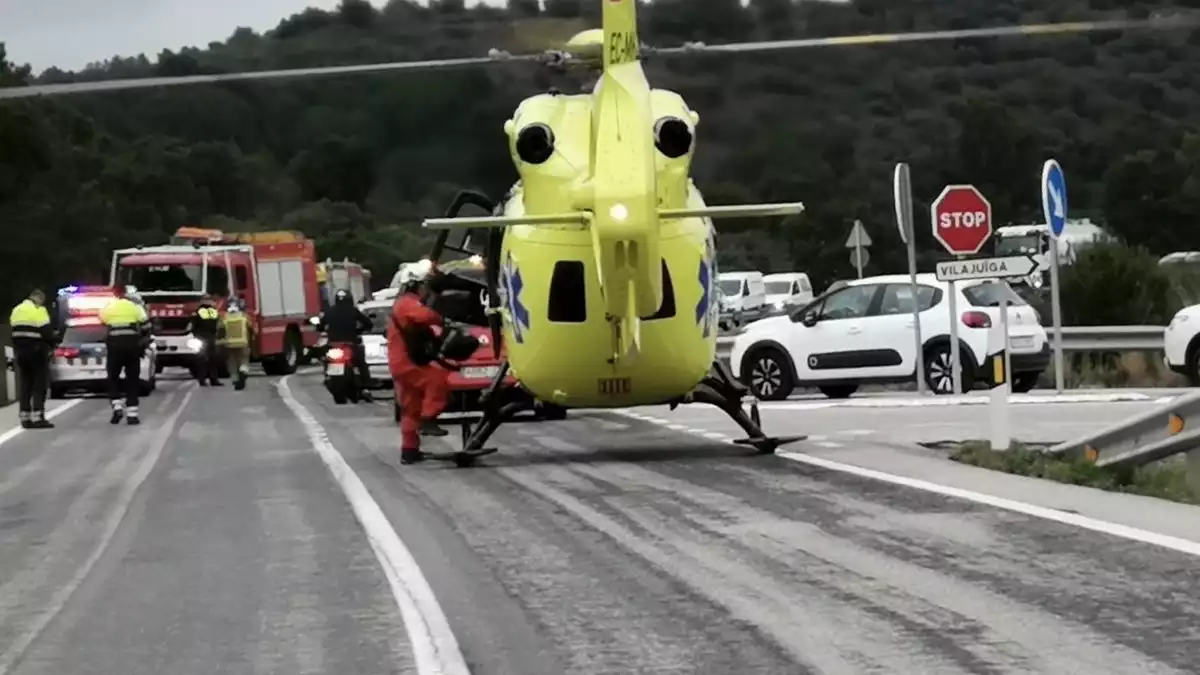 Accident a l'N-260, a Vilajuïga, el 12 de febrer de 2020.