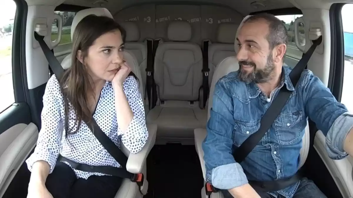 Núria Prims i Eloi Vila al programa 'Al Cotxe' de TV3 el 26 de febrer de 2020.