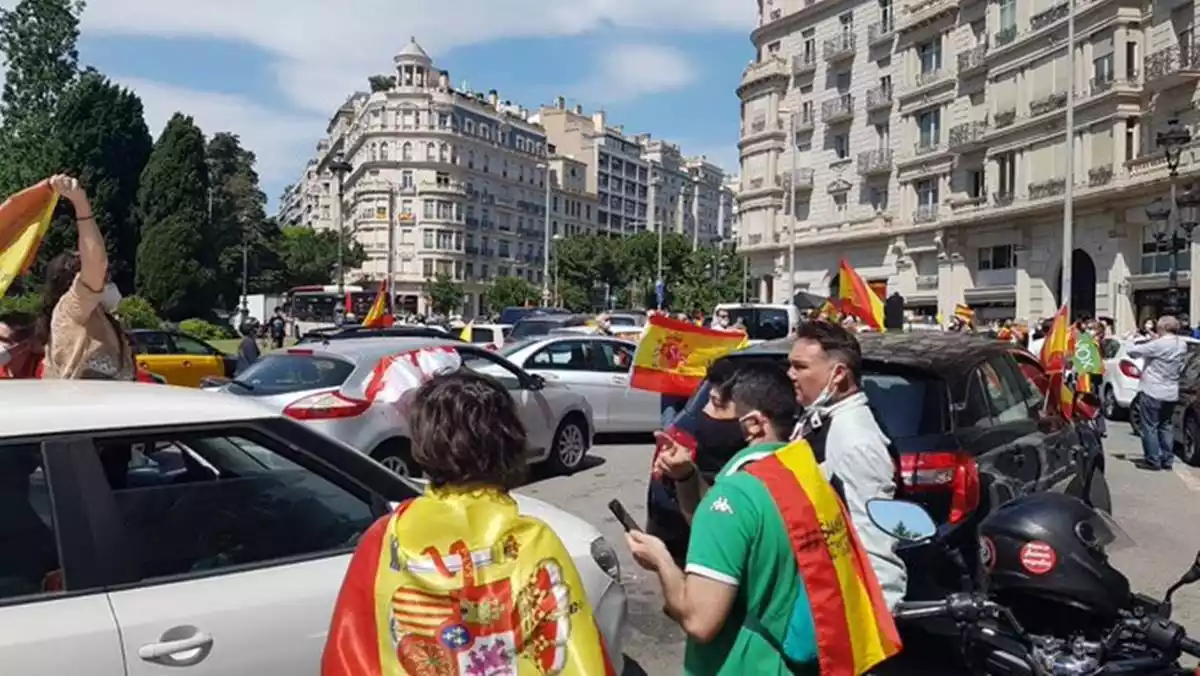 Manifestació de Vox a Barcelona el 23 de maig de 2020.