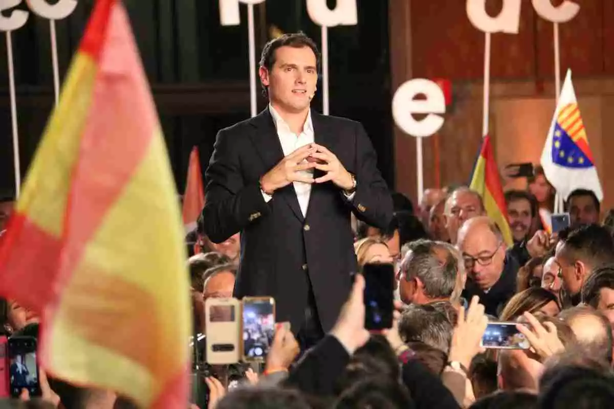 Pla tres quarts del president de Cs, Albert Rivera, durant un míting, en la seva etapa com a líder de Ciutadans