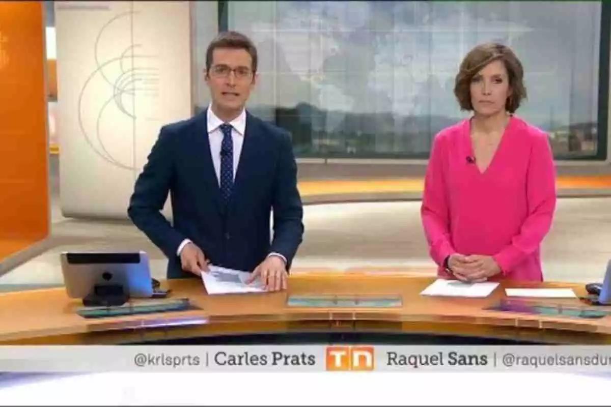 Carles Prats i Raquel Sans presentant el TN Migdia de TV3