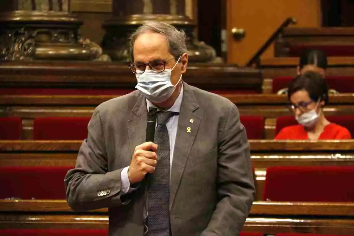 El president de la Generalitat, Quim Torra, durant la sessió de control al Parlament