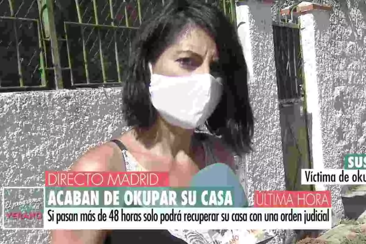Captura de pantalla de les imatges de Telecinco entrevistant a Susana Ramos
