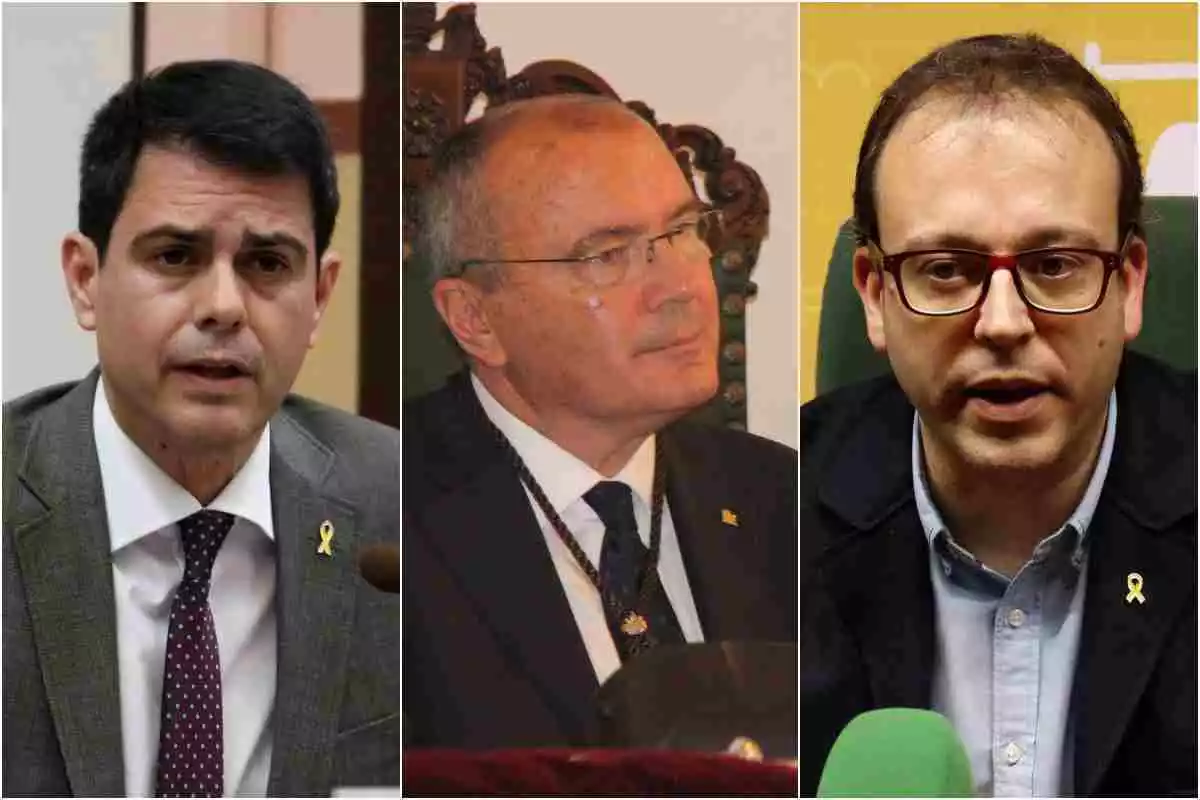 Marc Castells, Carles Pellicer i Marc Solsona, alcaldes d'Igualada, Reus i Mollerussa, respectivament.