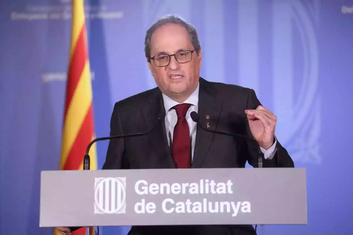 El president de la Generalitat, Quim Torra, en una roda de premsa.