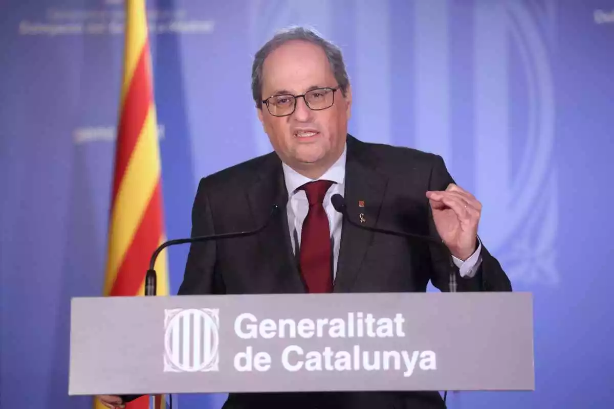 El president del Govern, Quim Torra, durant un discurs a la delegació de la Generalitat a Madrid