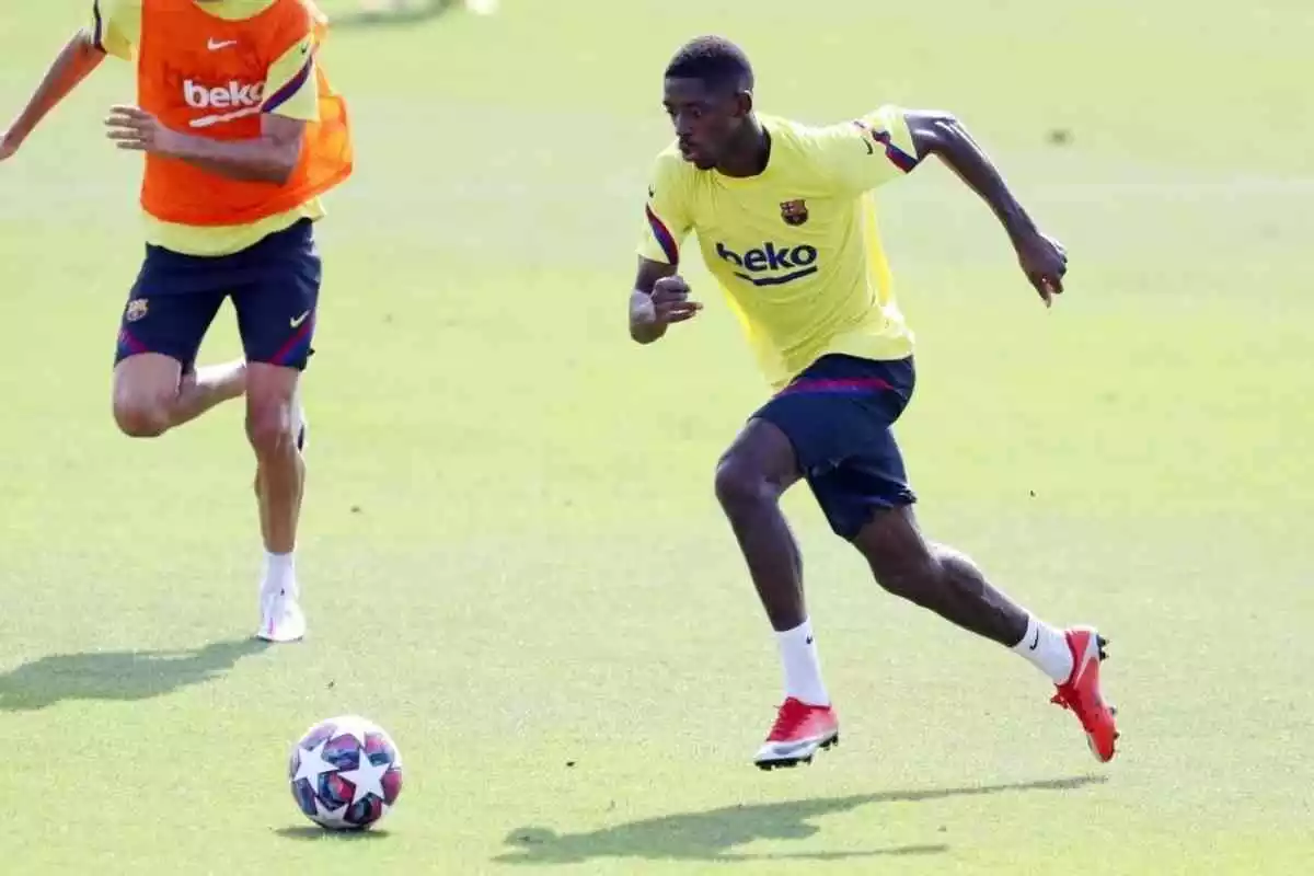 Imatge d'Ousmane Dembelé durant un entrenament amb el FC Barcelona