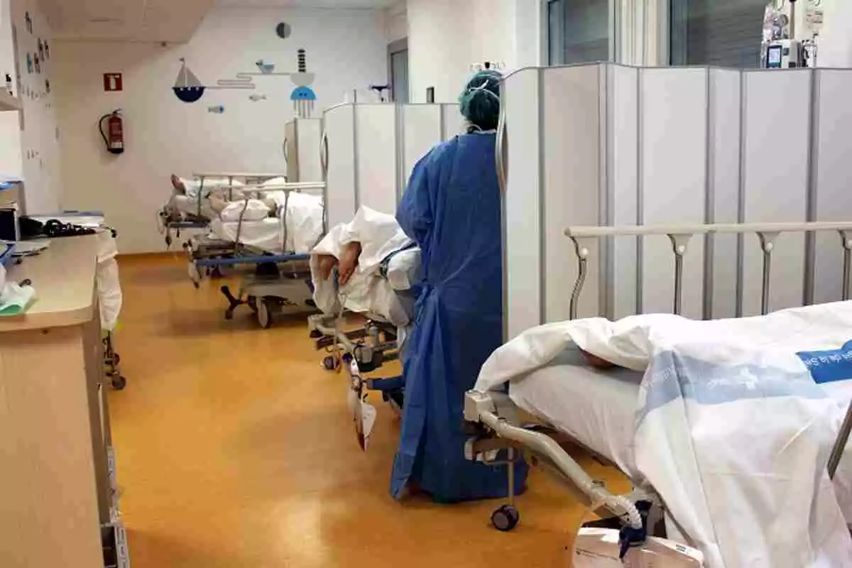 Una de les habitacions amb pacients amb covid-19 al trueta al mes d'abril del 2020