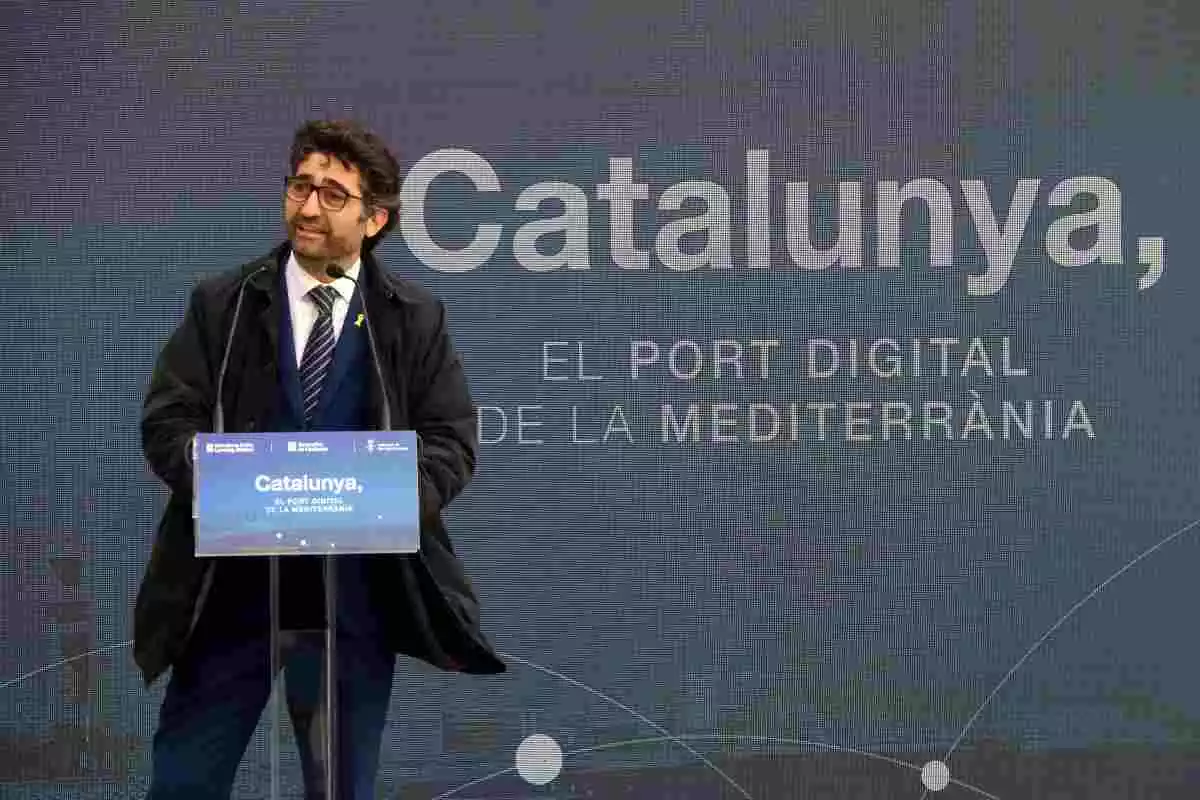Imatge del conseller de Polítiques Digitals, Jordi Puigneró, durant la presentació d'un projecte a Sant Adrià del Besòs