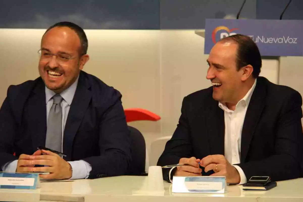 Alejandro Fernández i Daniel Serrano, president i secretari general del PP català.