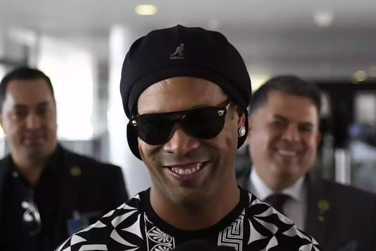 Primer pla del jugador de futbol brasiler Ronaldinho Gaucho a Brasilia
