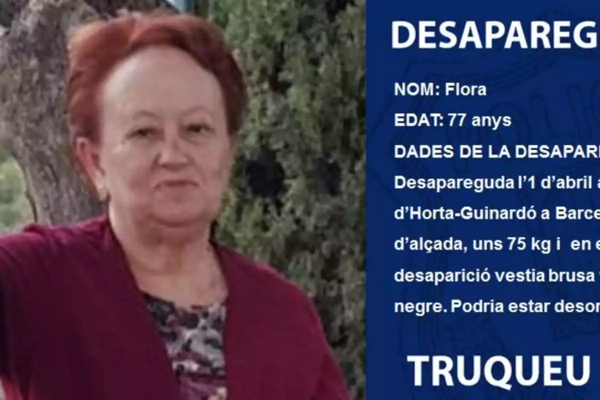 Flora, dona desapareguda l'1 d'abril de 2021 a Barcelona