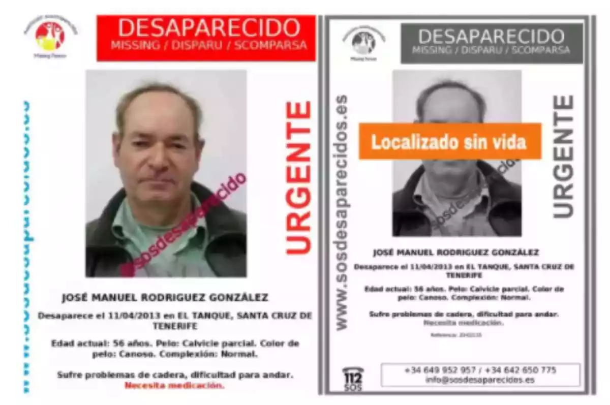 Els dos cartells de desaparició de José Manuel Rodríguez González