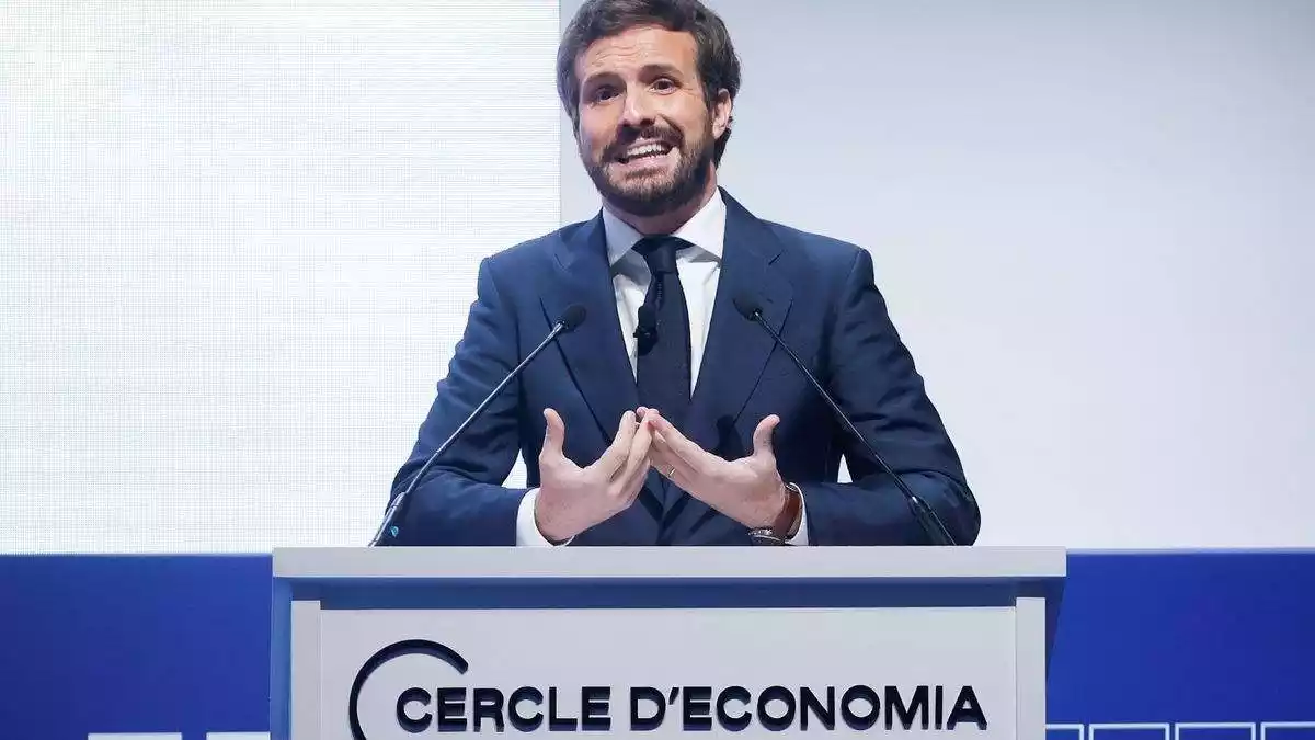 Imatge de Pablo Casado en la seva intervenció al Cercle d'Economia.