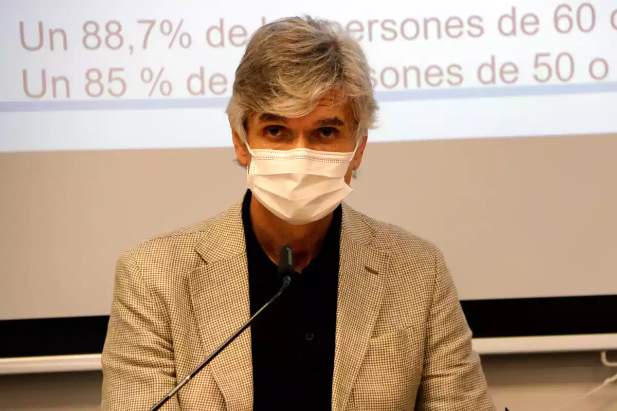 Josep Maria Argimon en roda de premsa, a Alcarràs, el 17 de juny de 2021
