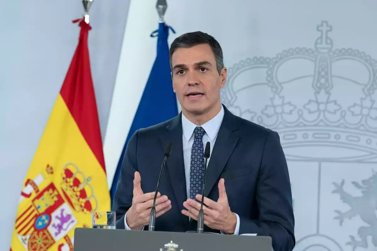 El president Pedro Sánchez en una compareixença