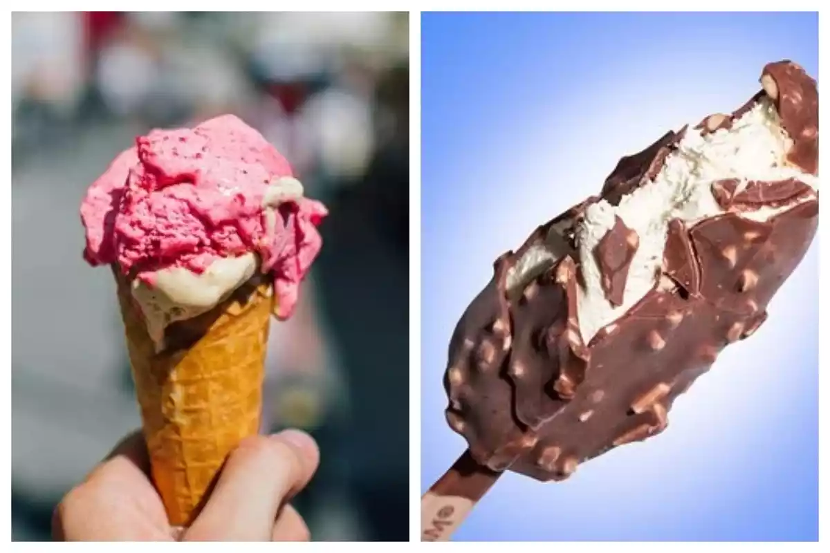 Fotomuntatge de dos tipus de gelats diferents