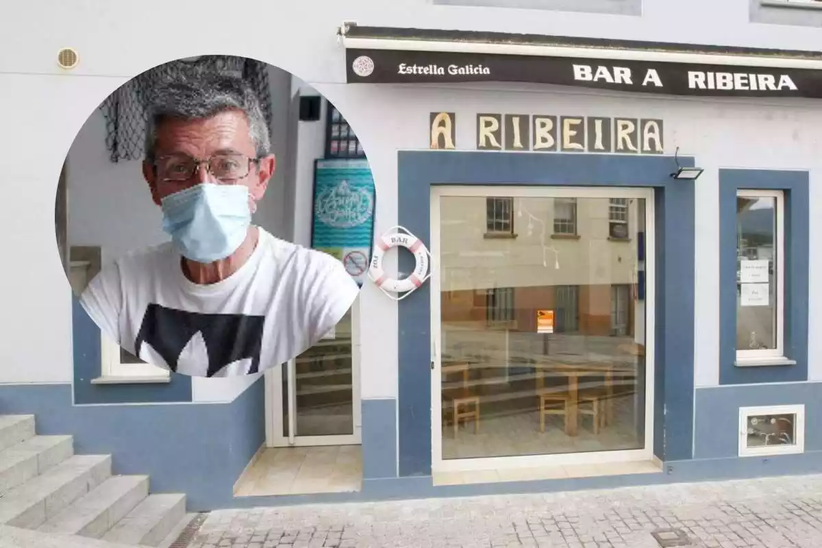Fotomuntatge de Francisco Mulet i el bar A Ribeira