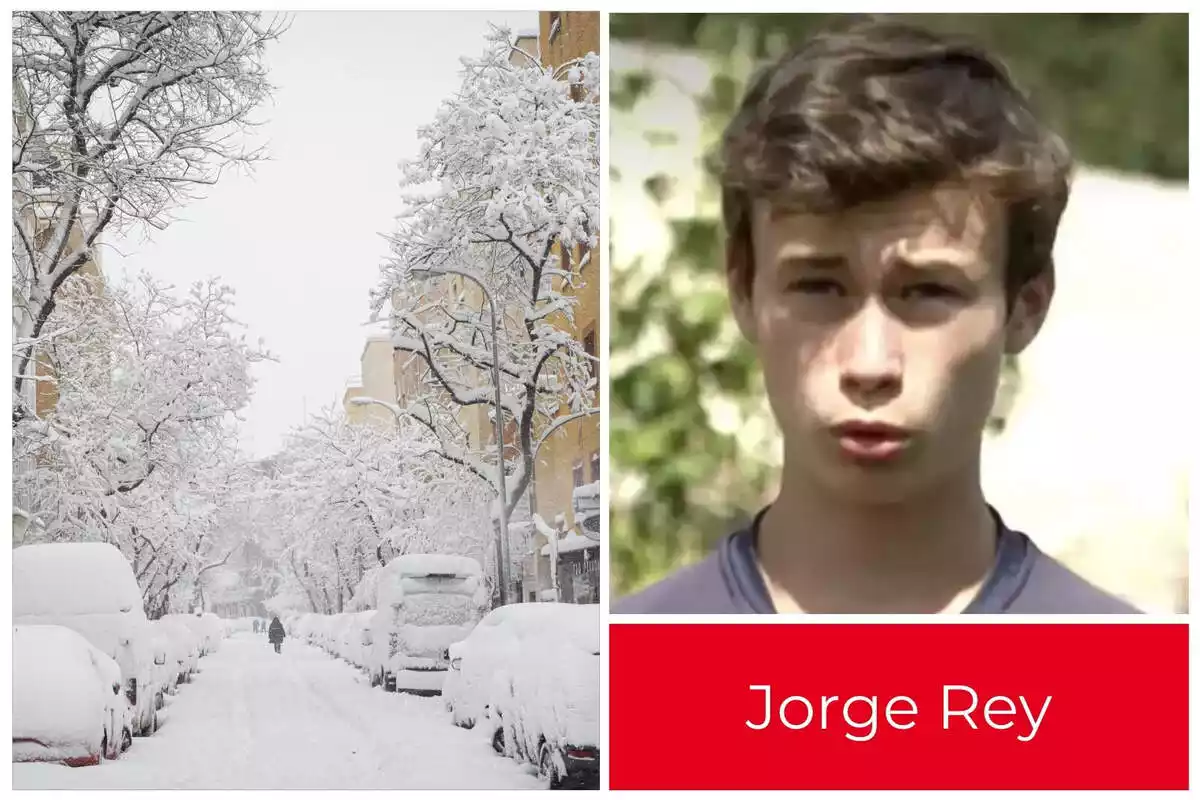 Fotomuntatge de Jorge Rey i un carrer tot nevat
