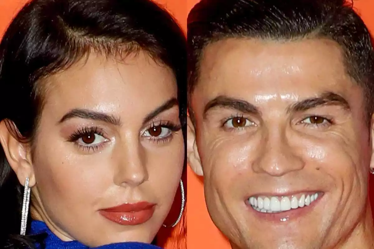 Fotomuntatge d'un primer pla del futbolista Cristiano Ronaldo i la seva parella Georgina Rodríguez