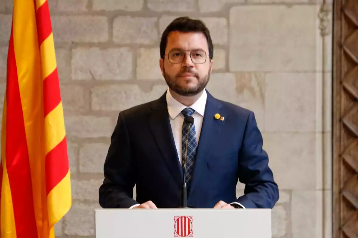 El president del Govern, Pere Aragonès, compareix a la Galeria Gòtica del Palau de la Generalitat