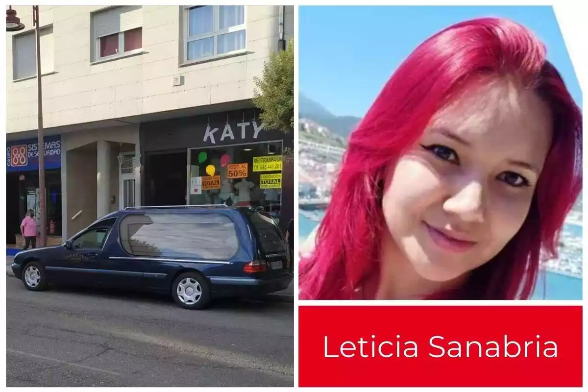 Fotomuntatge de Leticia Sanabria i un cotxe fúnebre