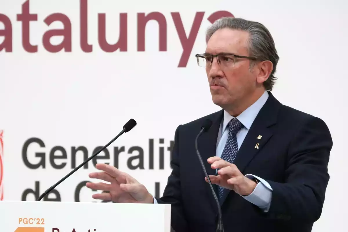 El conseller Jaume Giró presenta els pressupostos del Govern pel 2022 a l'Auditori del Parlament.