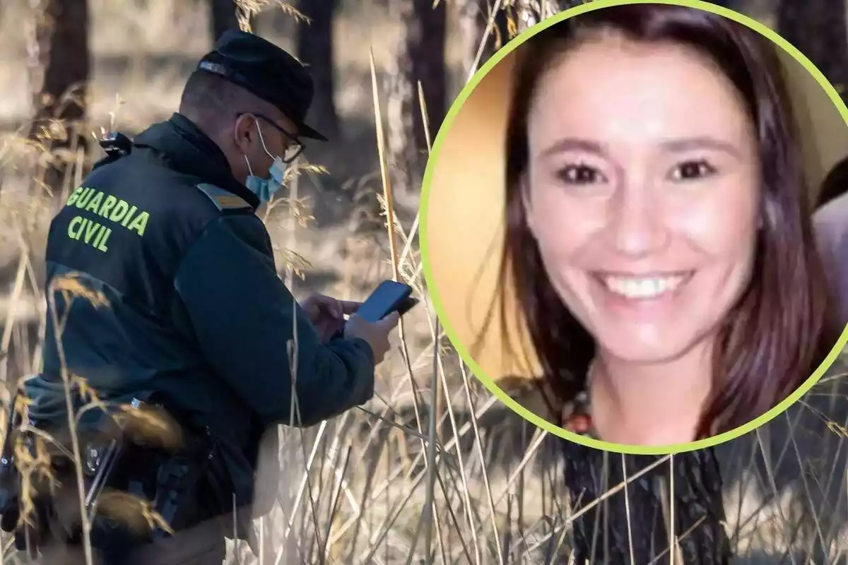 Fotomuntatge d'una Guàrdia Civil i la cara d'Esther López, la jove de 35 anys desapareguda