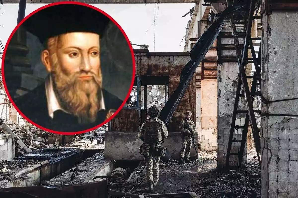 Muntatge fotogràfic de Nostradamus i la guerra entre Ucraïna i Rússia