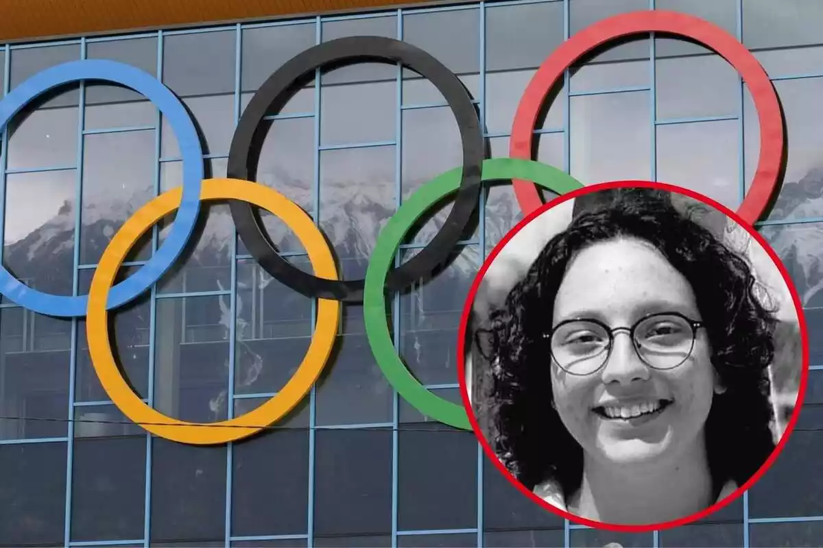 Fotomuntatge d'Eya Guezguez i el logotip dels Jocs Olímpics