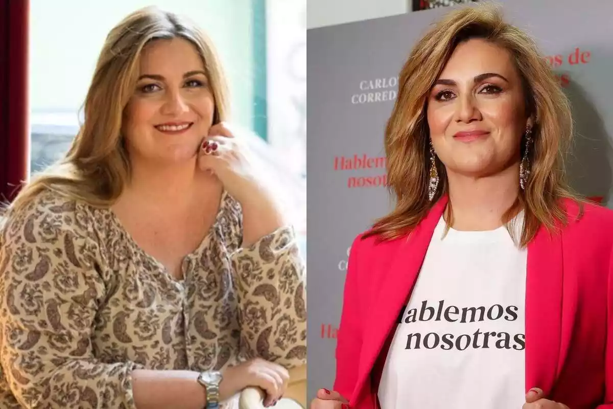 Fotomuntatge de Carlota Corredera abans i després d'aprimar-se