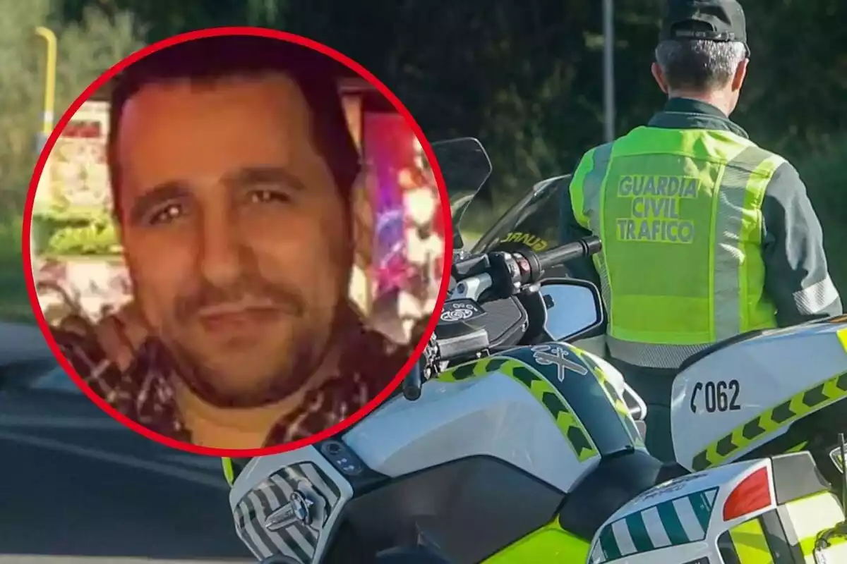 Fotomuntatge de la Guàrdia Civil i Jesús, el conegut restaurador mort en un accident de moto a Oviedo
