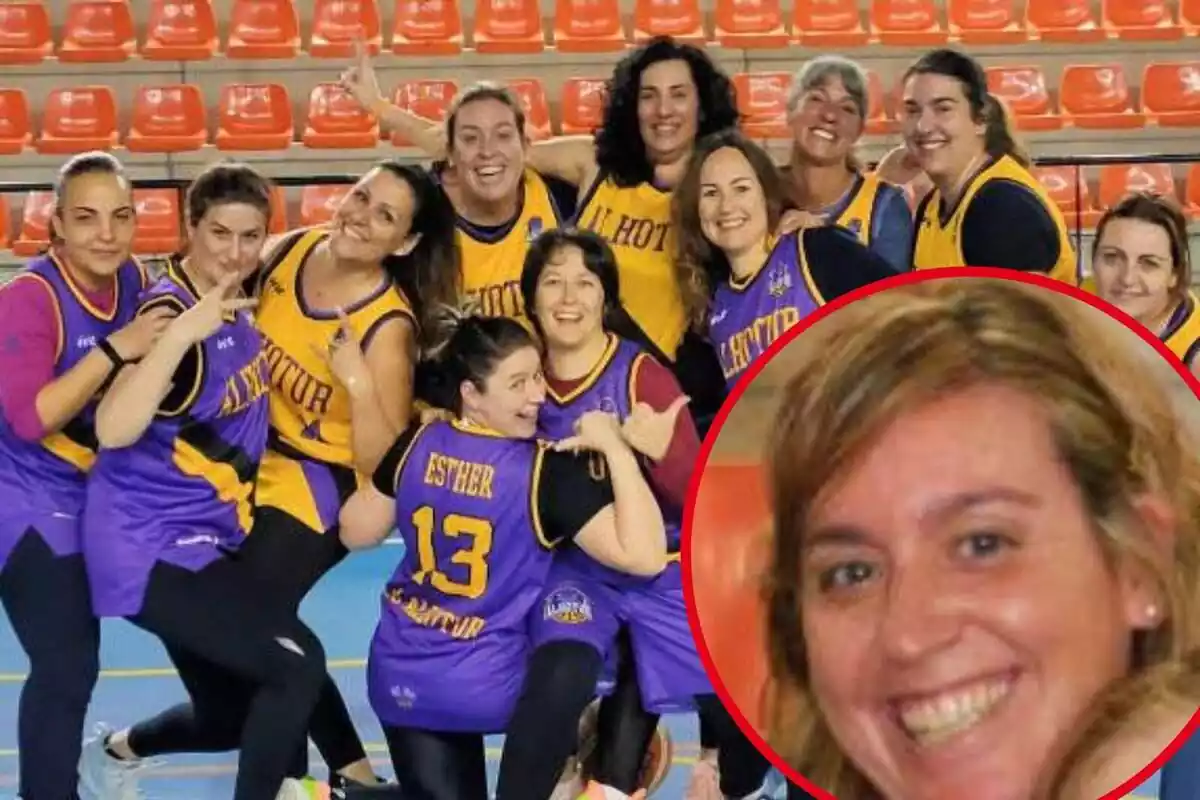 Fotomuntatge de Mariade Fernández i l'equip de l'Alhotur Basket femení