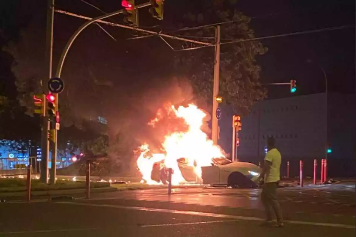 Imatge de l'accident que s'ha produït al Tramvia de Barcelona.