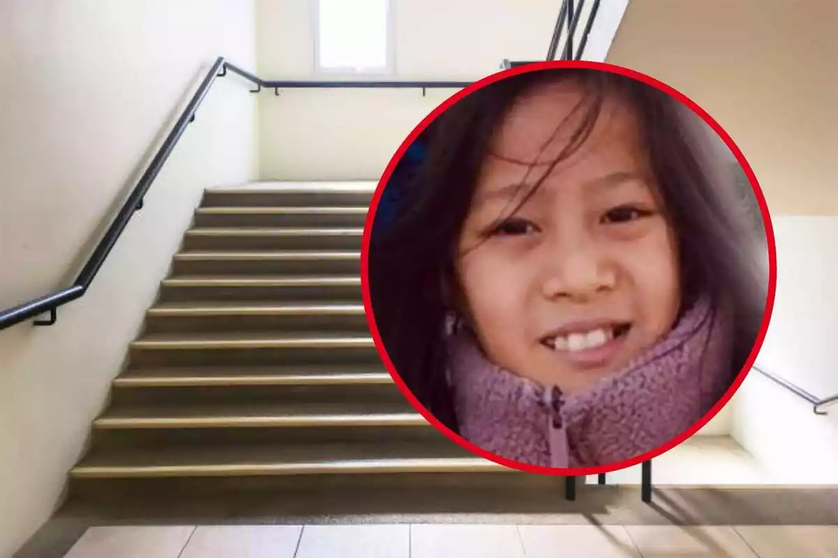 Fotomuntatge d'unes escales i Laia, la nena de 13 anys assassinada