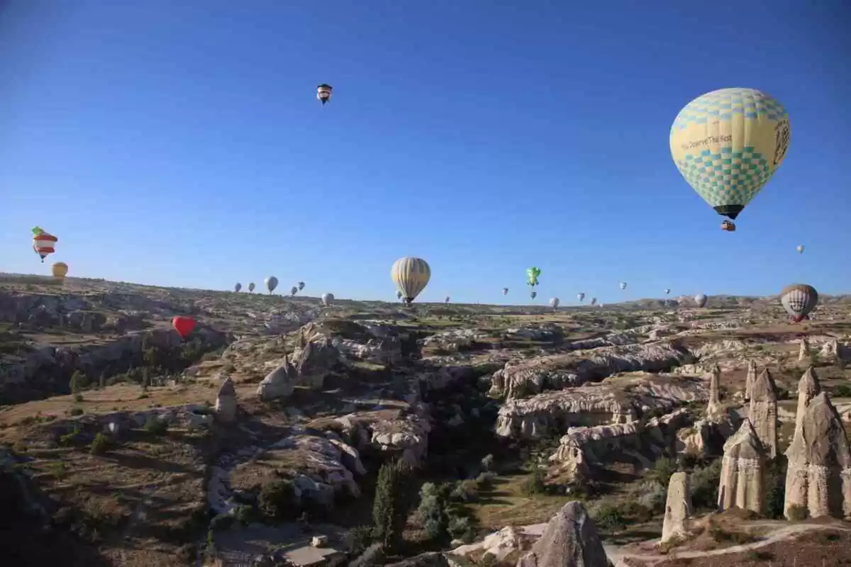 Imatge de globus aerostàtics a la Capadòcia, Turquia.