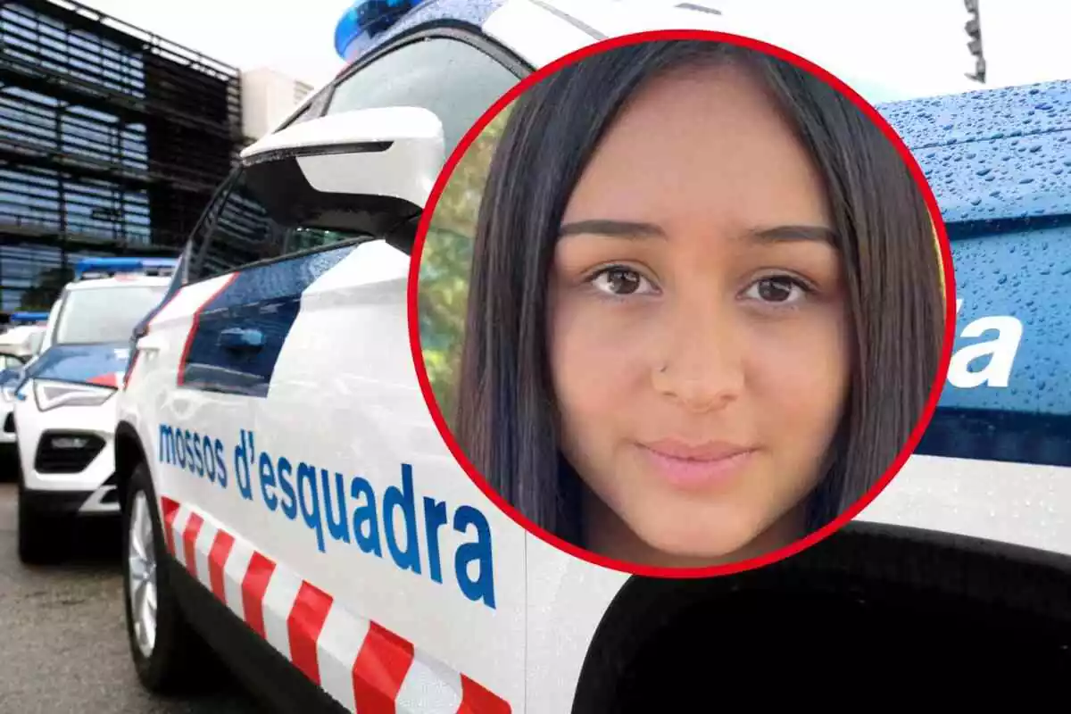 Imatge d'un vehicle dels Mossos d'Esquadra i una noia de 16 anys desapareguda a Barcelona el 15 d'octubre.
