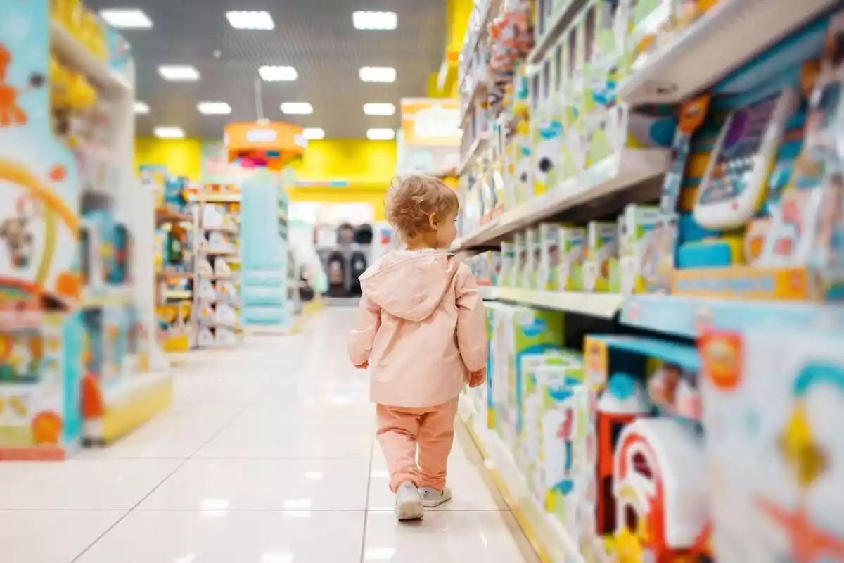 Imatge d'una nena en una botiga de joguines