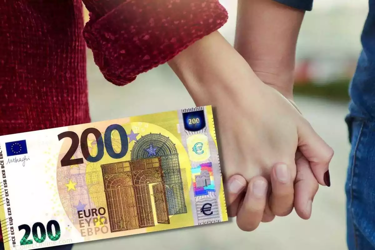 Muntatge amb una imatge d'un bitllet de 200 euros