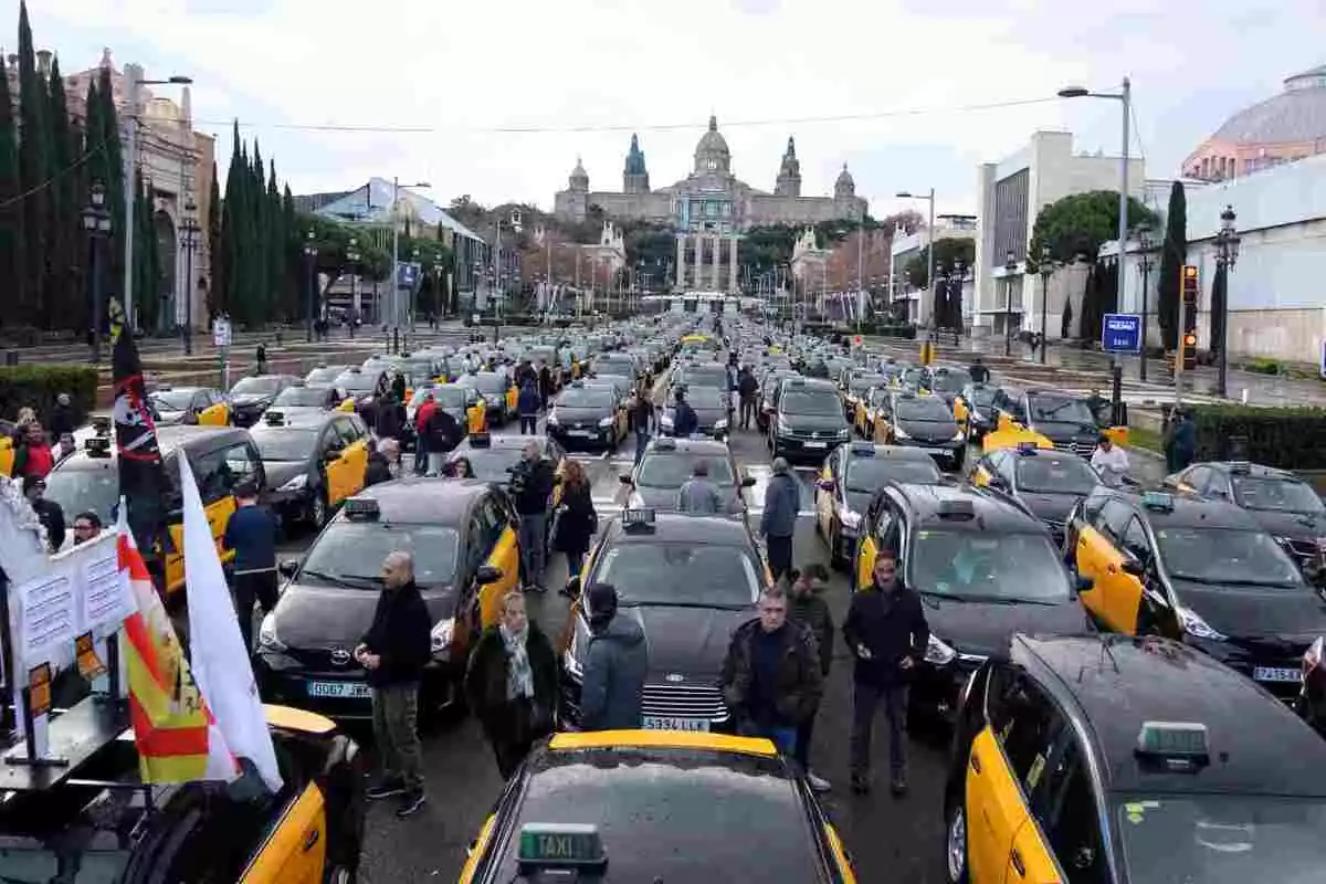 Vaga de taxis a Barcelona.