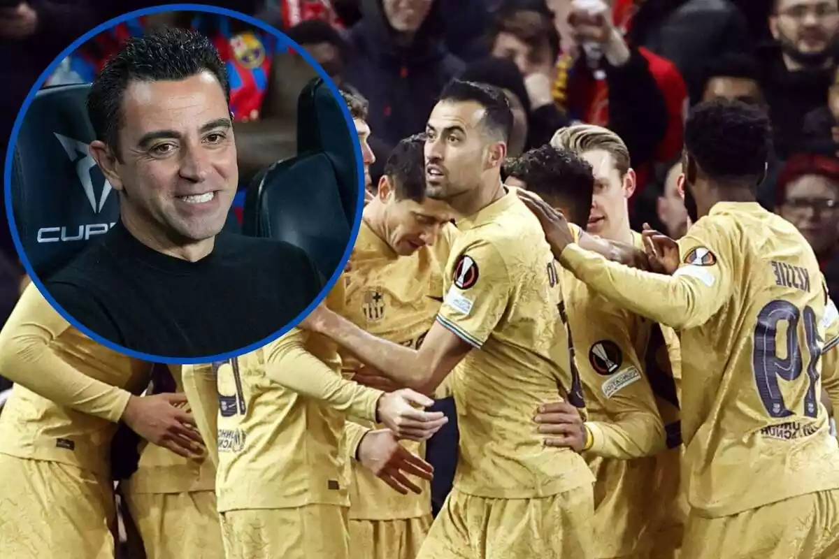 Muntatge de Xavi i jugadors del FC Barcelona