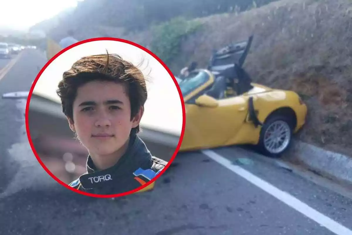 Muntatge del pilot mexicà Federico i el seu cotxe després de l'accident