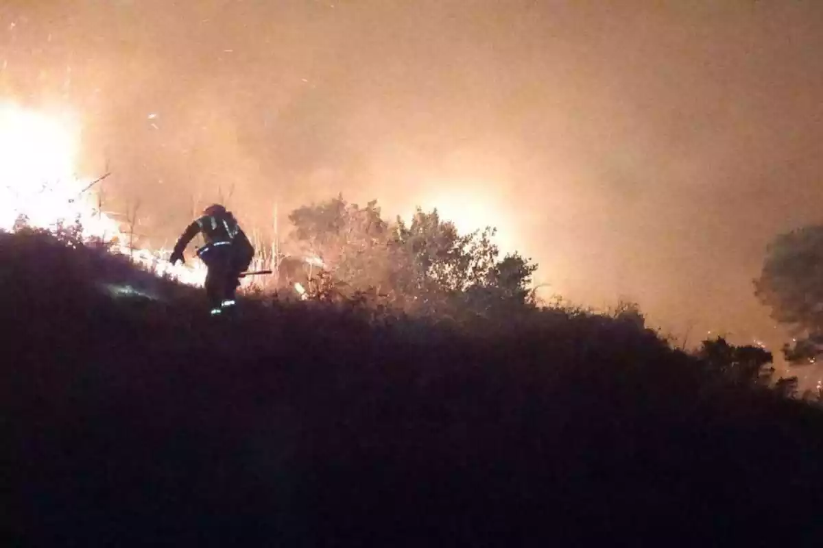 Imatge de l'incendi entre la Selva del Camp i Vilaplana
