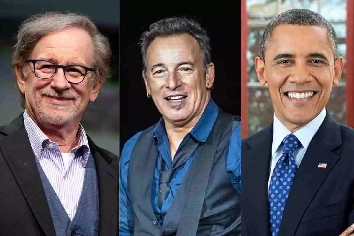 Imatge de Steven Spielberg, Bruce Springsteen i Barack Obama