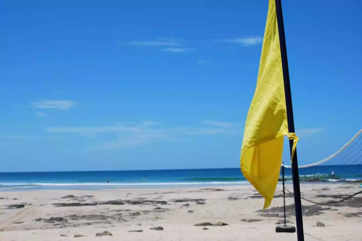 Imatge d'una bandera groga a la platja