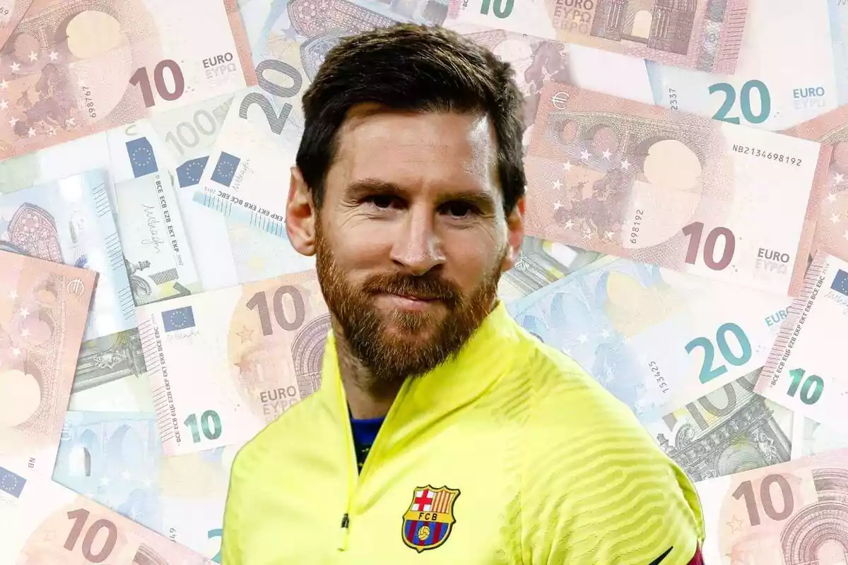 Muntatge amb la imatge de Messi i diners
